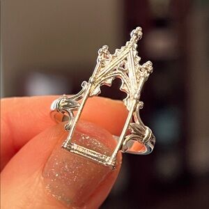 Vintage Style Gothic Cathedral Arched Window Silver Ring
